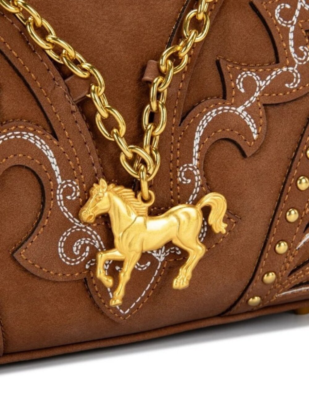 Montana West Western Horse Charm Satchel Crossbody Bag - Brown - Picture 5 of 8